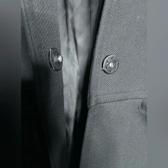 H&M short wool-blend coat women size 4 black long sleeve lined - Picture 11 of 14